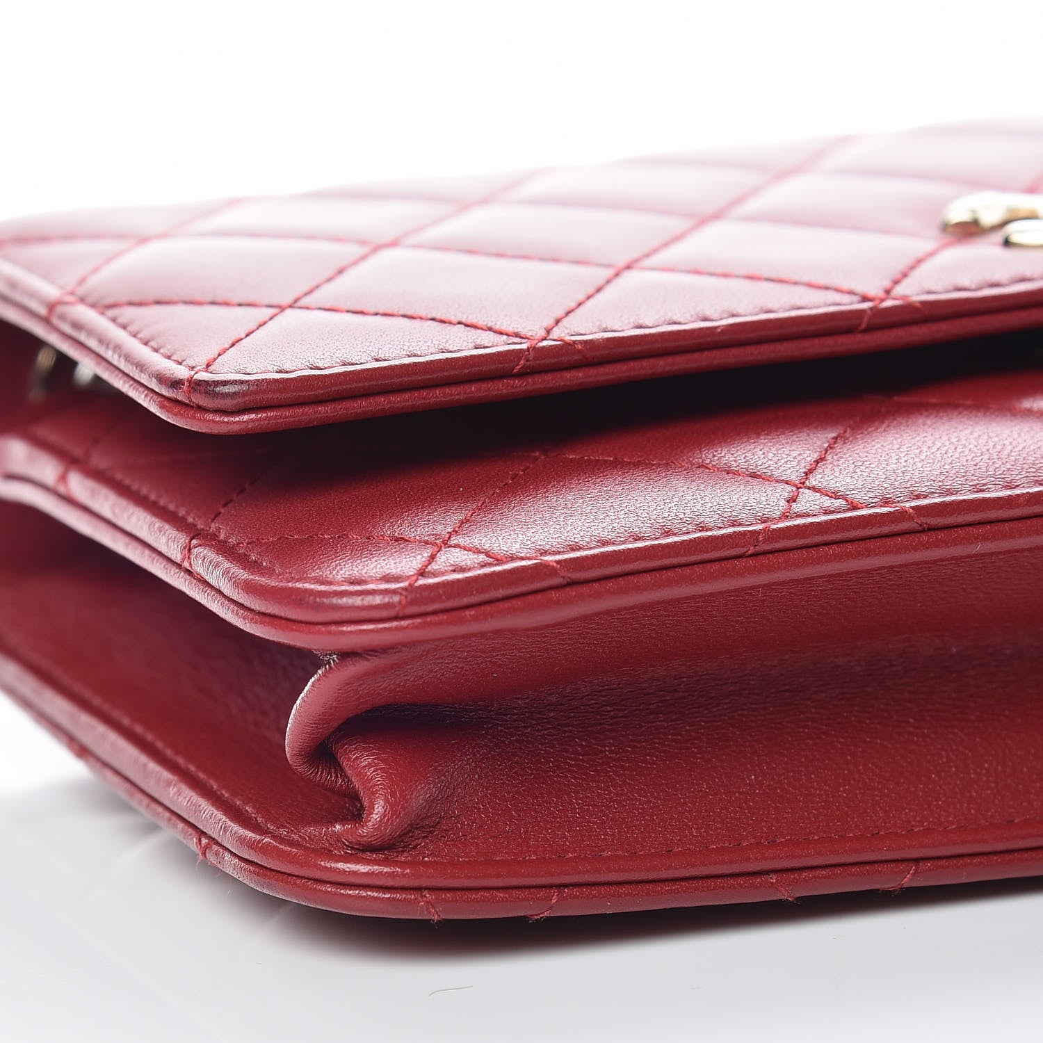 Chanel Lambskin Quilted Trendy CC Wallet On Chain WOC Dark Red 9 of 14