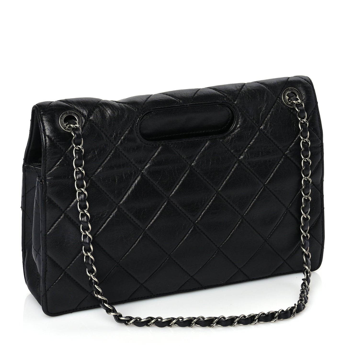 Washed Lambskin Jumbo Take Away Flap Black