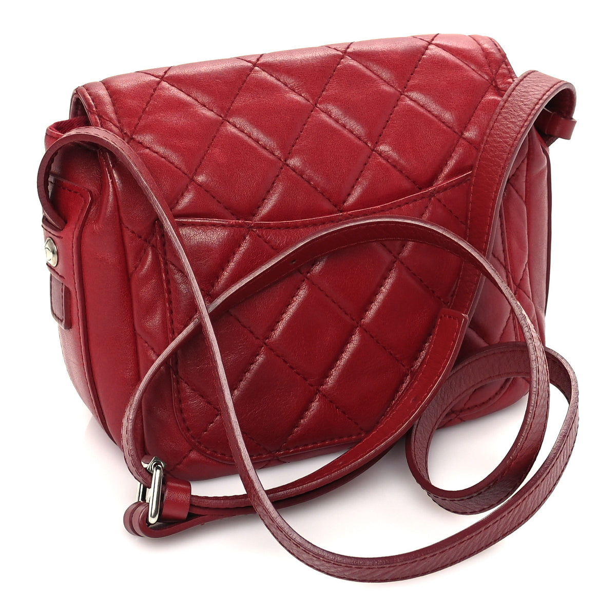 Lambskin Quilted Messenger Bag Red