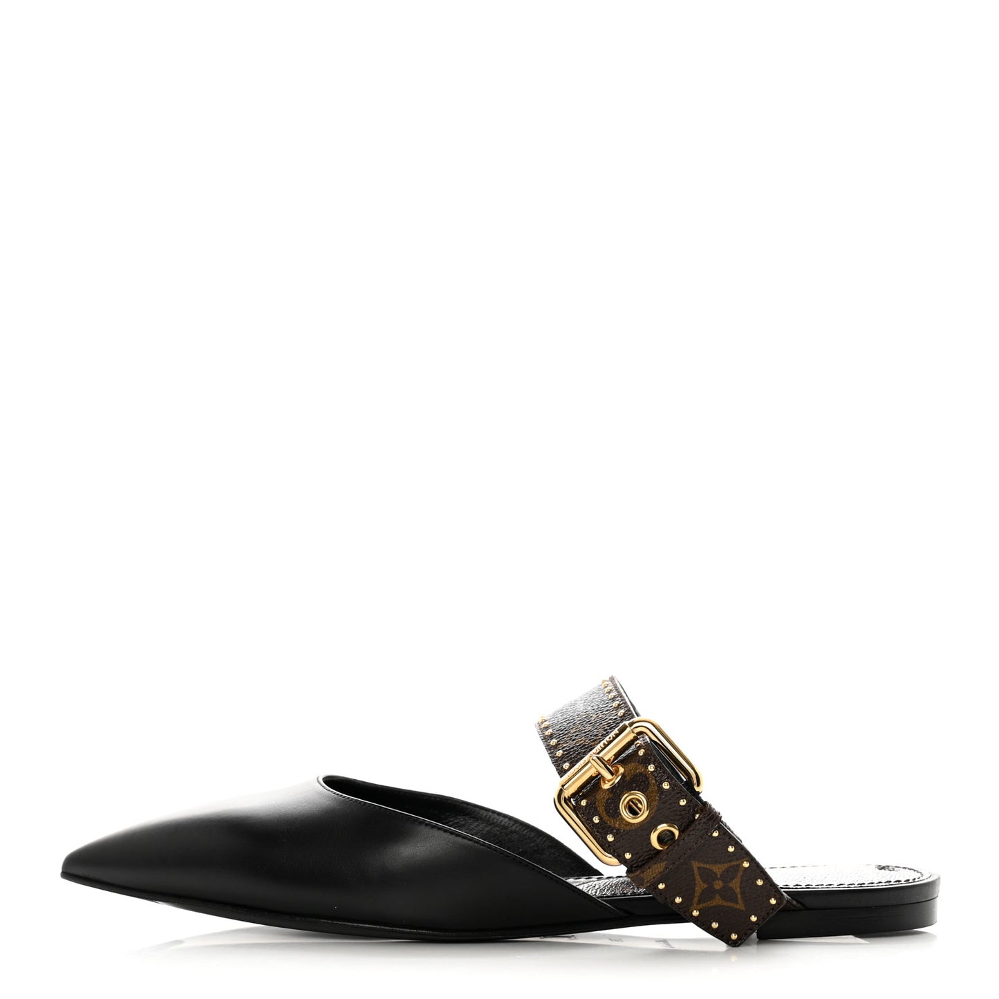 Monogram Studded Sofia Flat Mules 39 Black