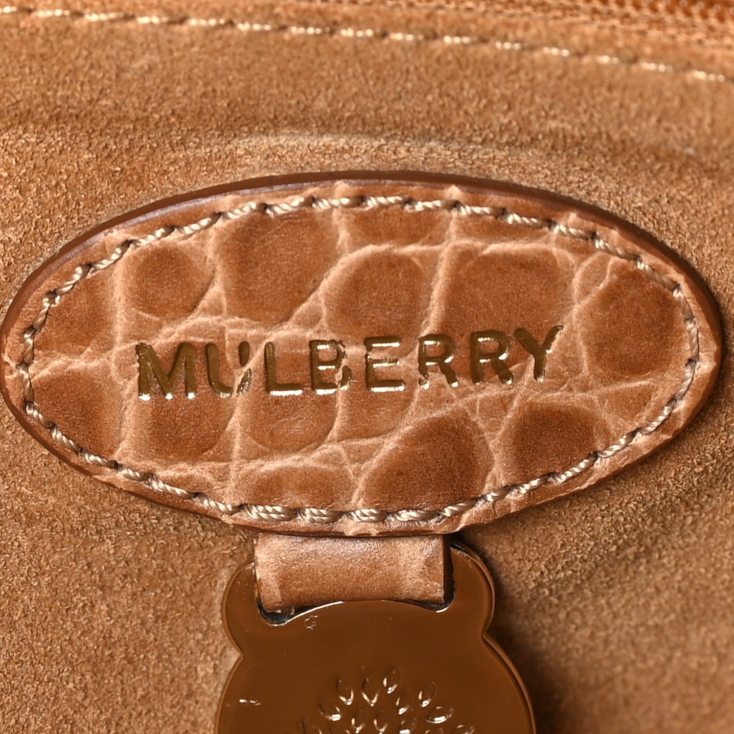 Mulberry Crocodile Embossed Calfskin Cecily Tote Biscuit Brown 5 of 7