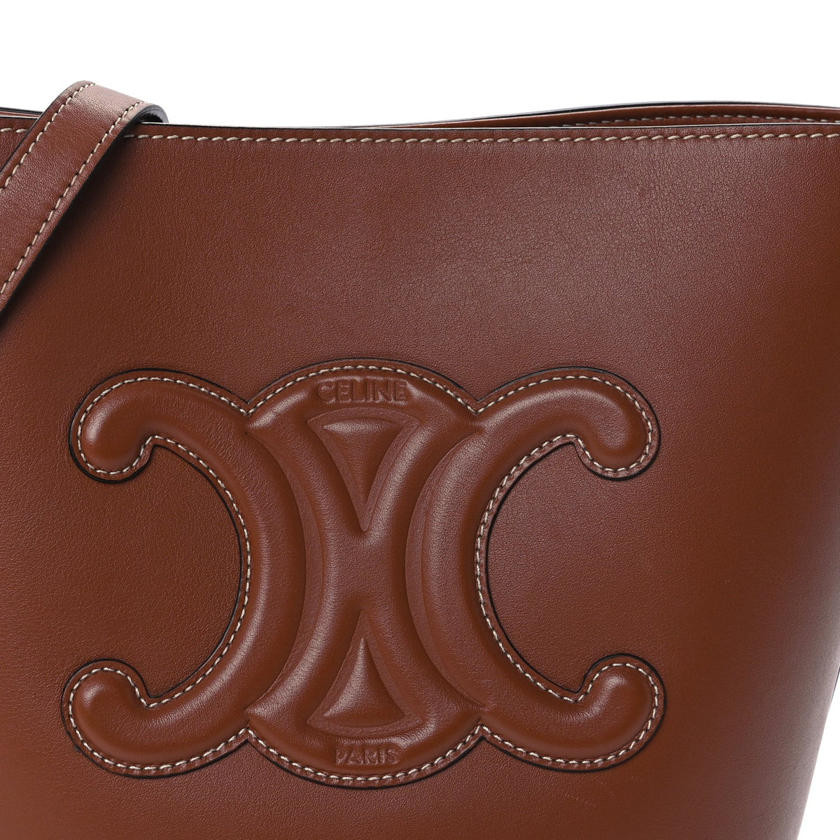 Smooth Calfskin Small Cuir Triomphe Bucket Bag Tan