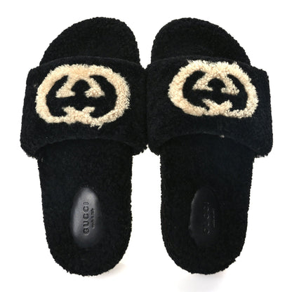 Gucci Merino Interlocking G Slide Sandals 38 Butterscotch Black 2 of 9