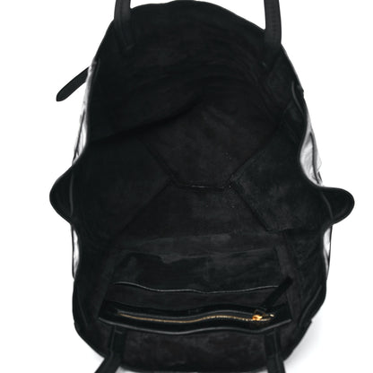 Celine Crocodile Embossed Calfskin Medium Belt Cabas Phantom Black 4 of 11