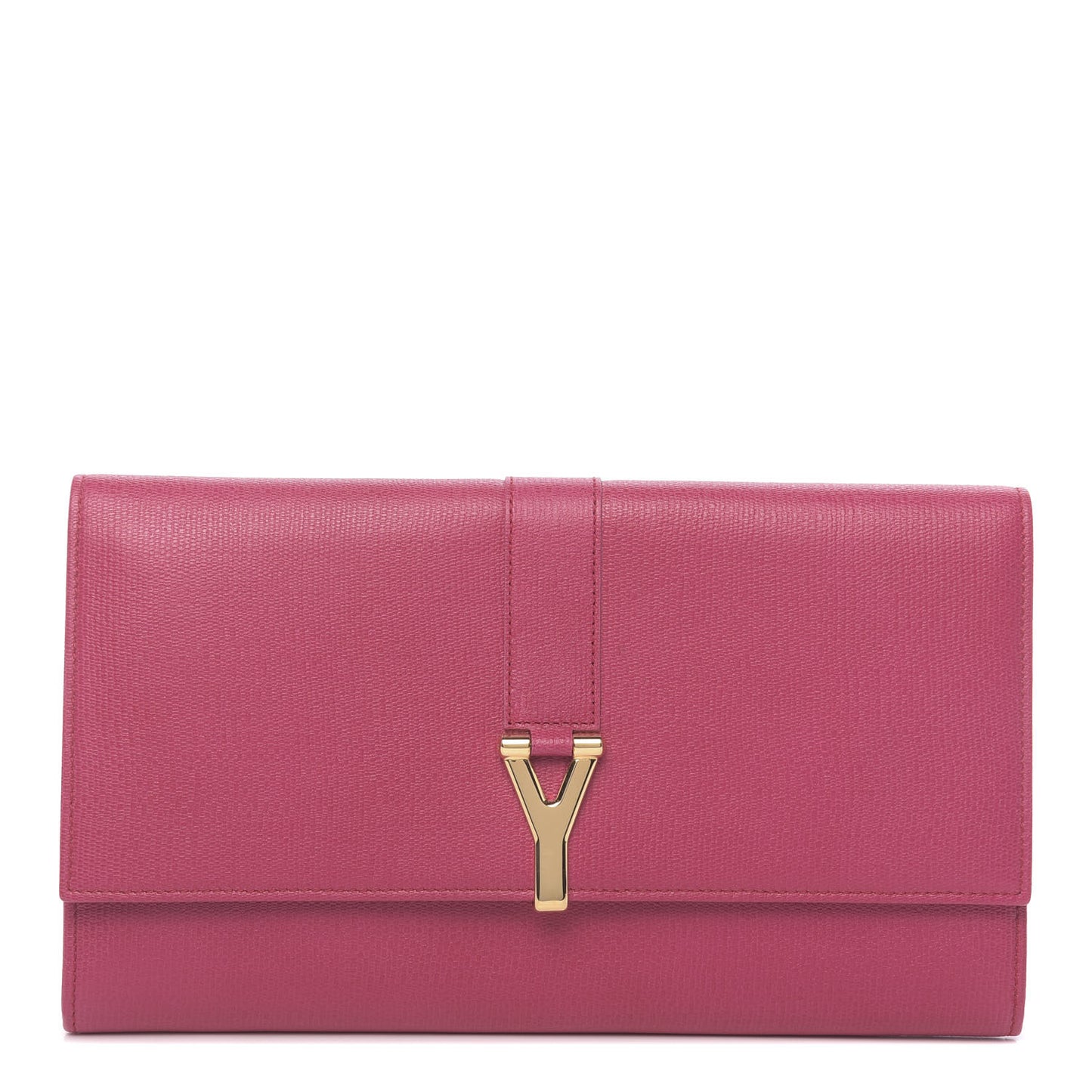 Textured Calfskin Classic Y Document Case Clutch Fuchsia
