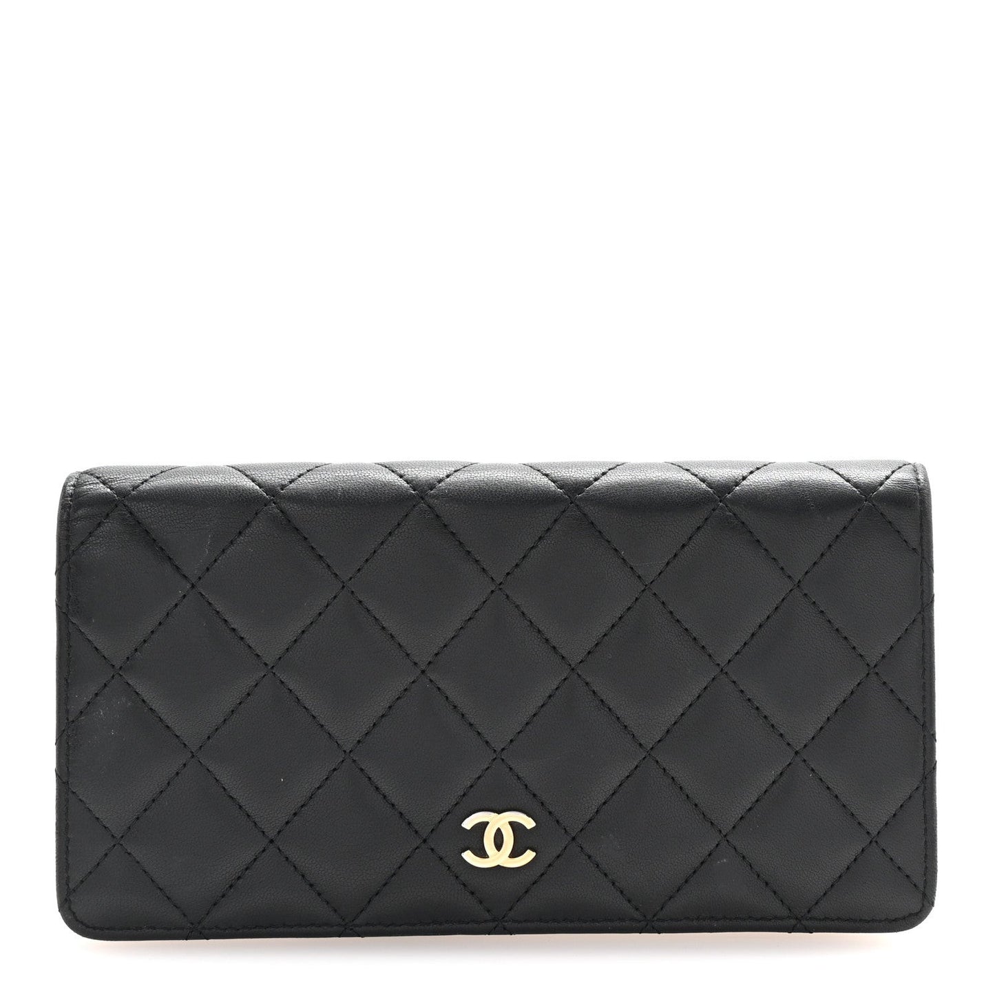 Lambskin Quilted Yen Wallet Black