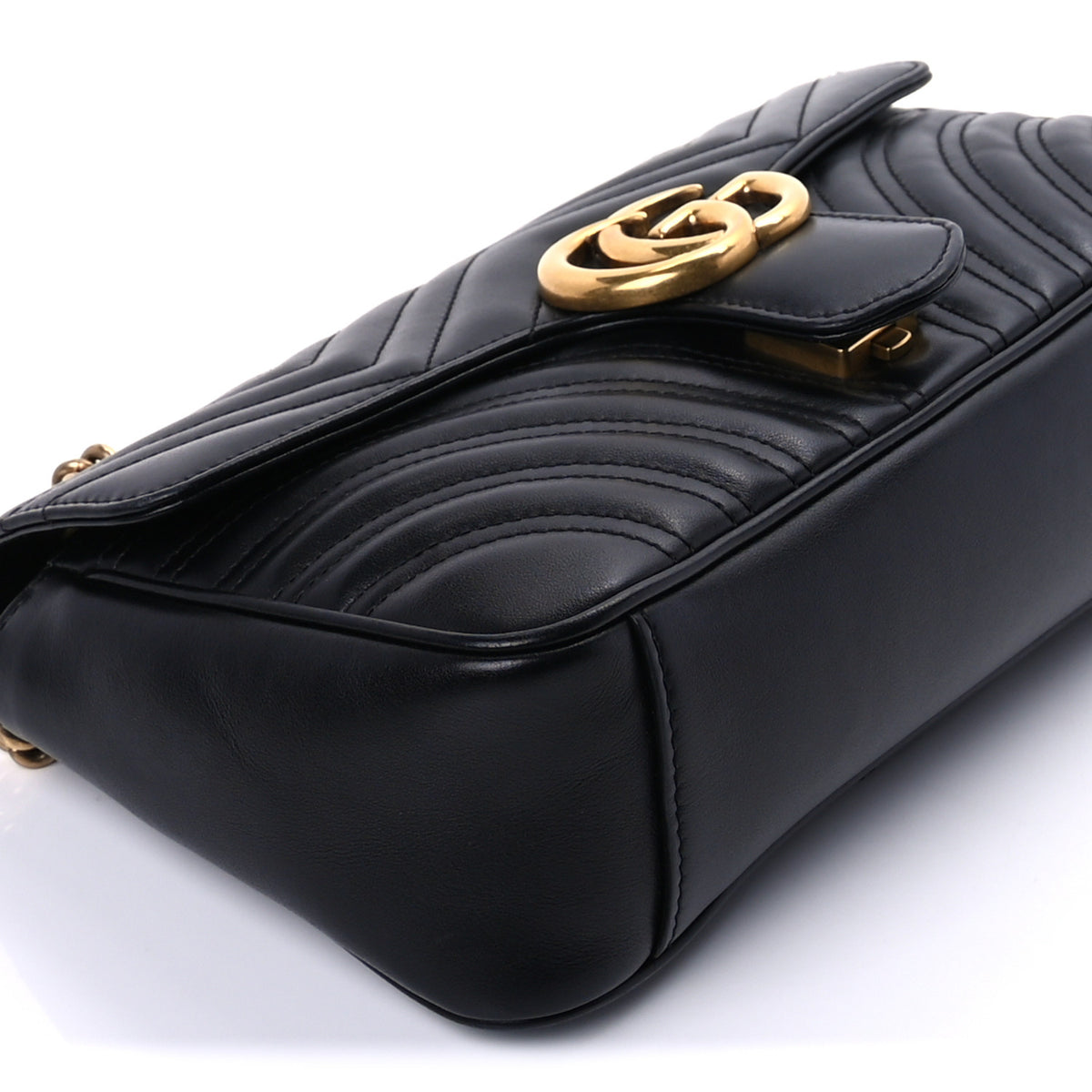 Calfskin Matelasse Small GG Marmont Shoulder Bag Black
