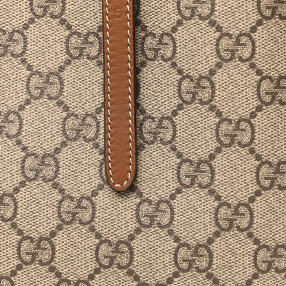 Gucci GG Supreme Monogram Emblem Small Tote Bag Beige Dark Brown 6 of 10