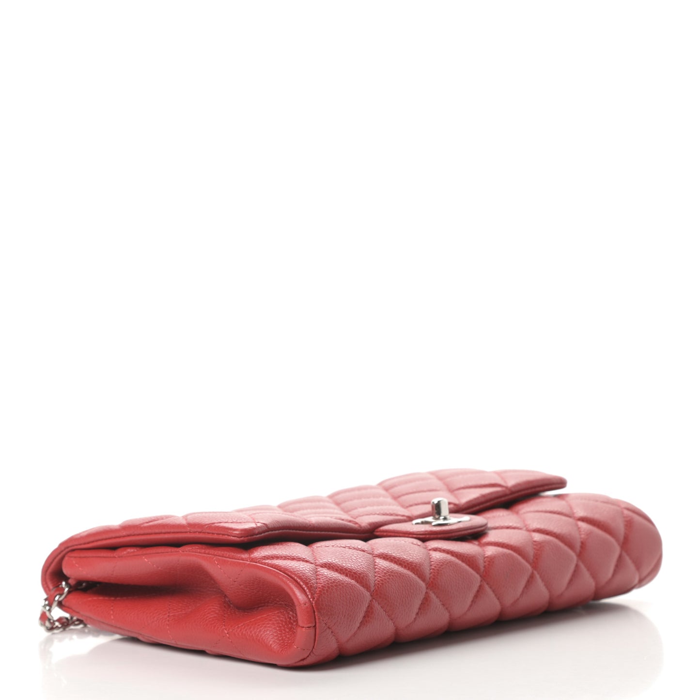 Caviar Quilted Clutch With Chain Flap Red