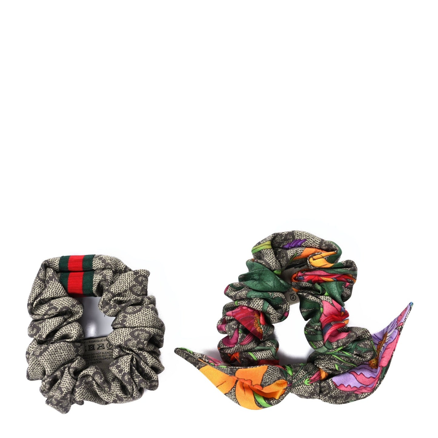 Silk Monogram Web Flora Print Scrunchies Set Multicolor Multicolor