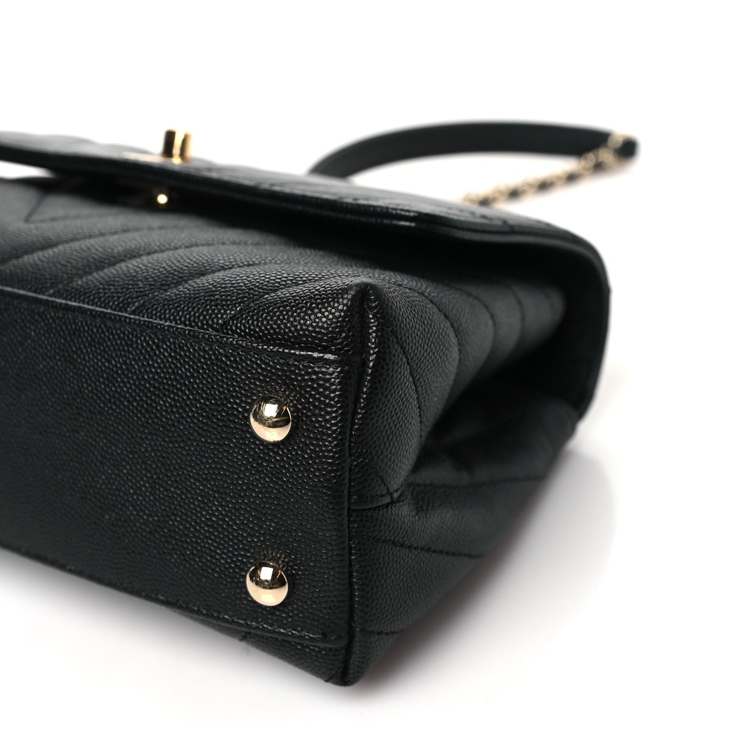 Chanel Caviar Chevron Quilted Mini Coco Handle Flap Black 10 of 11