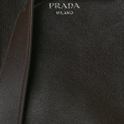 Prada Nappa Vintage Effect Large Buckle Bag With Belt Dark Brown 6 of 8