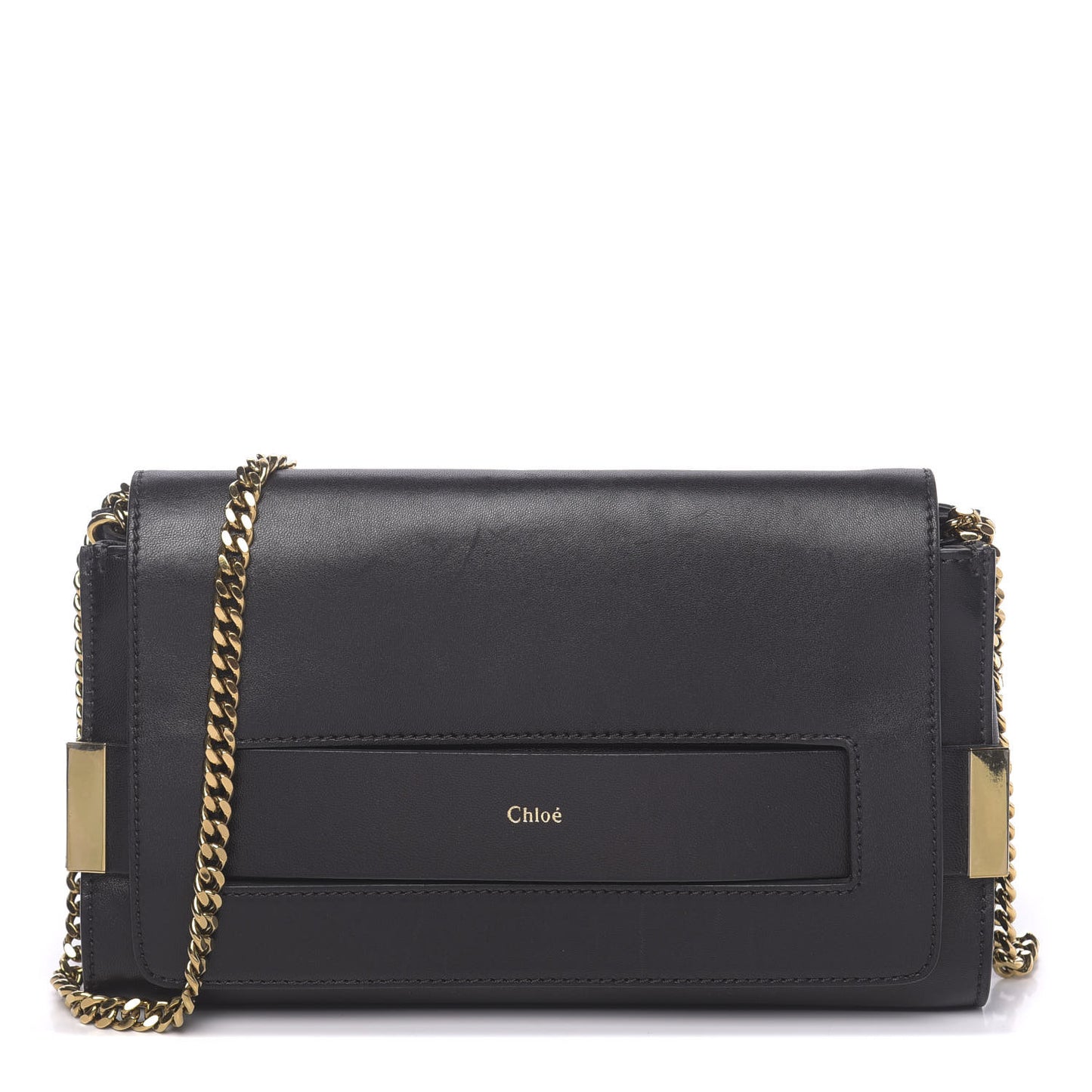 Lambskin Medium Elle Chain Clutch Black