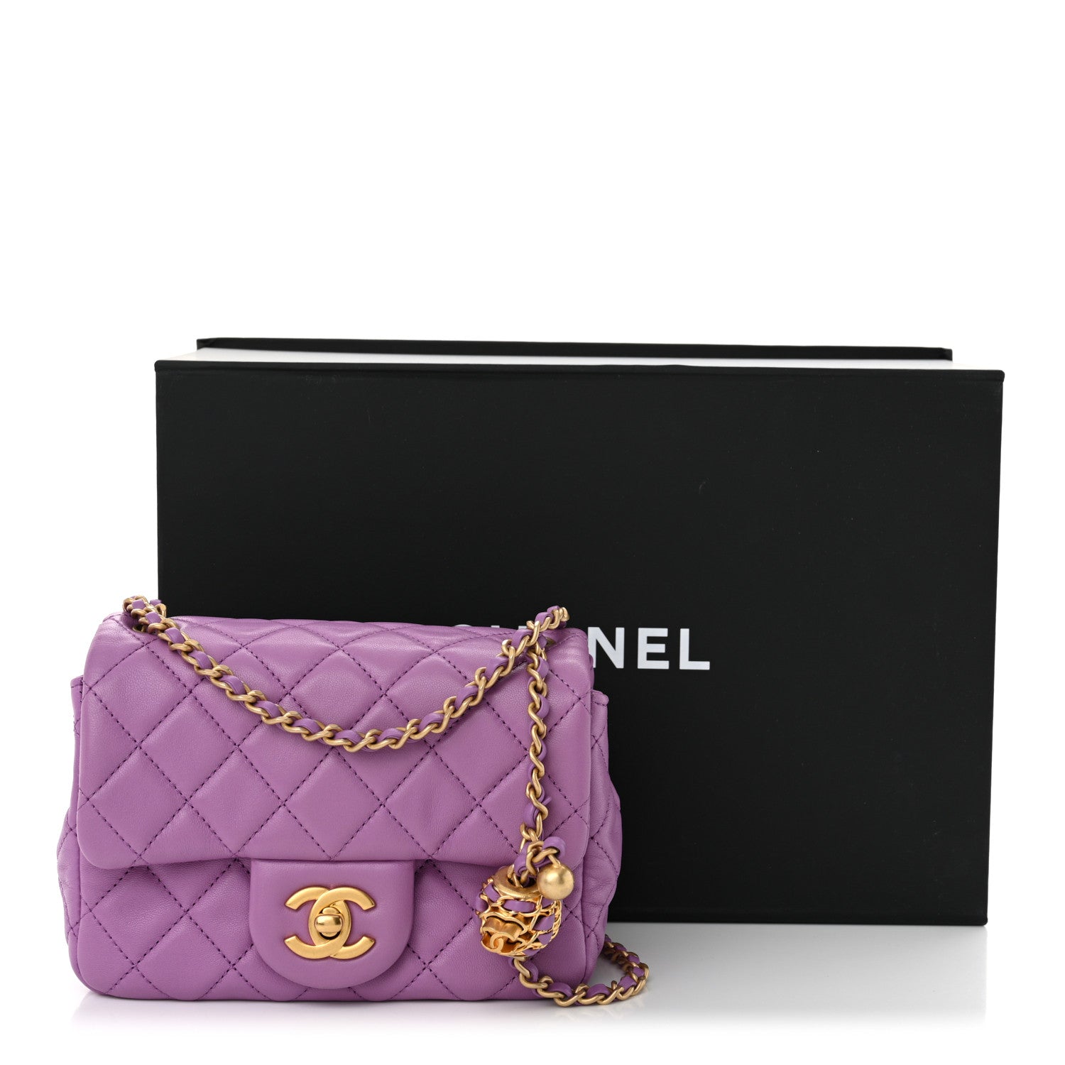 Chanel Lambskin Quilted Mini Pearl Crush Flap Purple 12 of 12