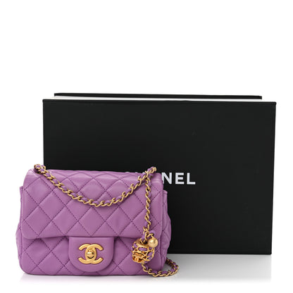 Chanel Lambskin Quilted Mini Pearl Crush Flap Purple 12 of 12