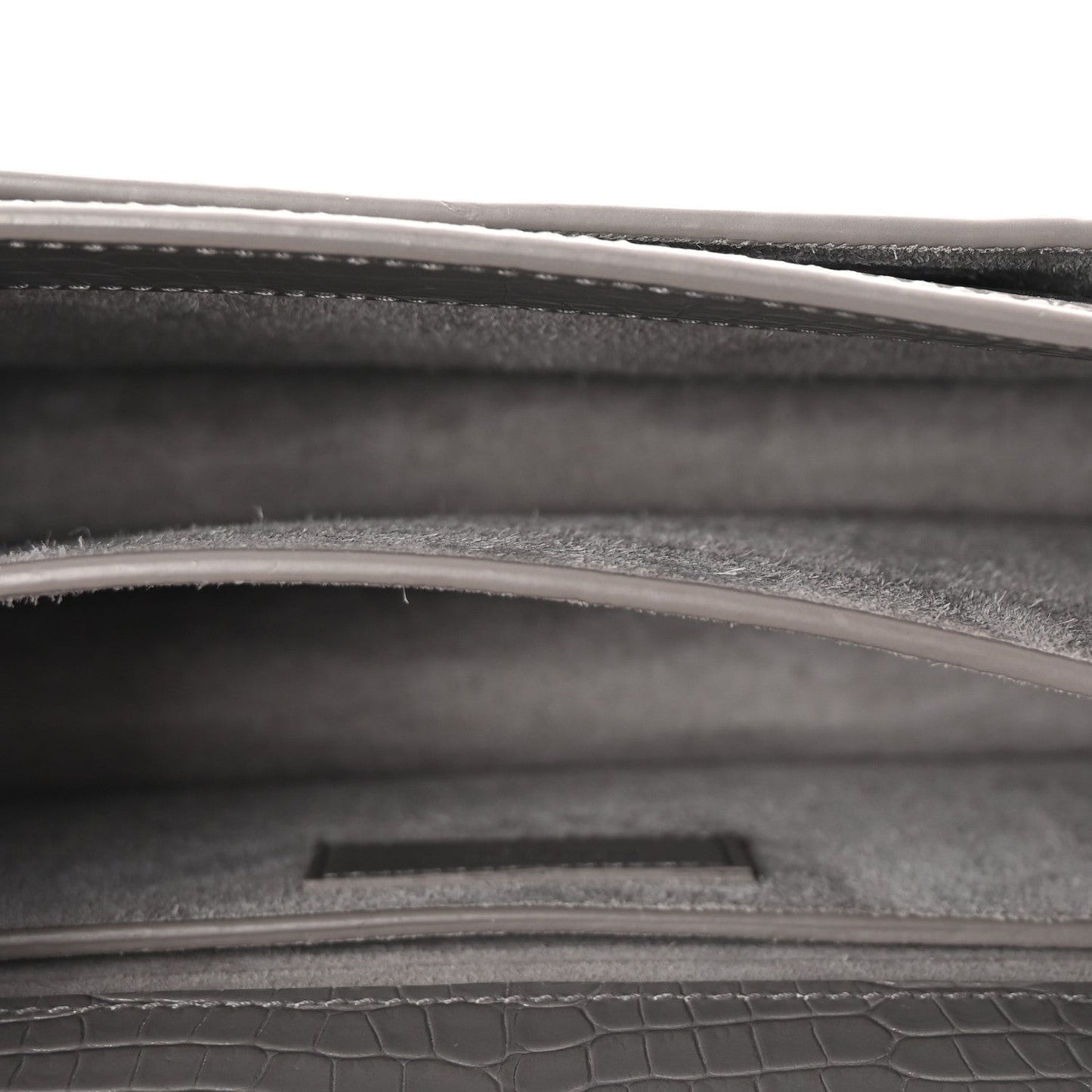 Calfskin Crocodile Embossed Medium Monogram Sunset Fog