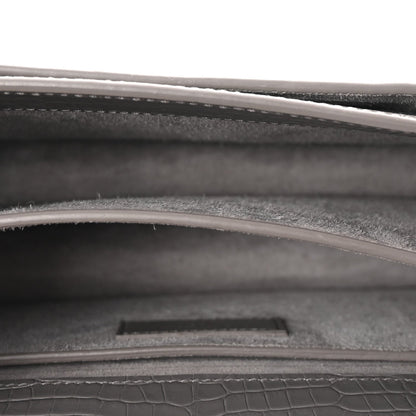 Saint Laurent Calfskin Crocodile Embossed Medium Monogram Sunset Fog 5 of 7