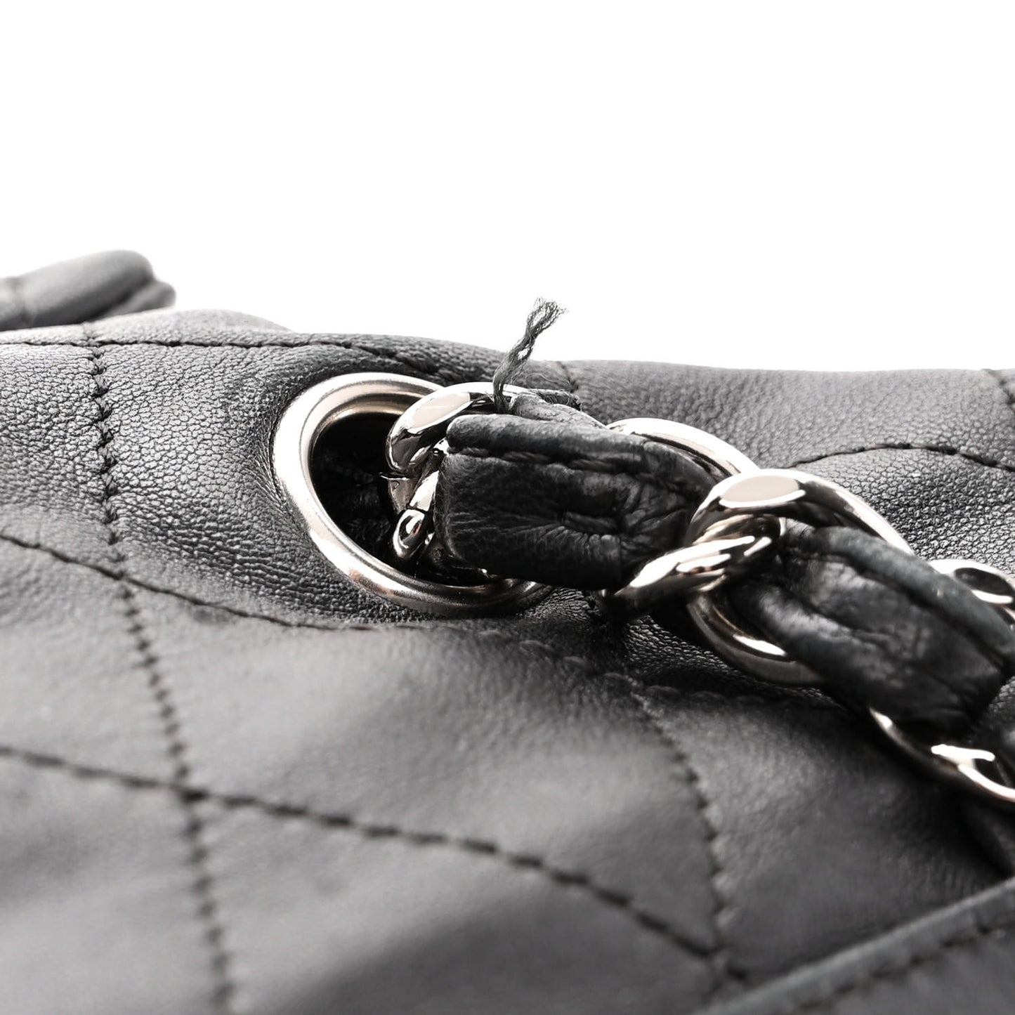 Lambskin Quilted Medium Chain Around Tote Black