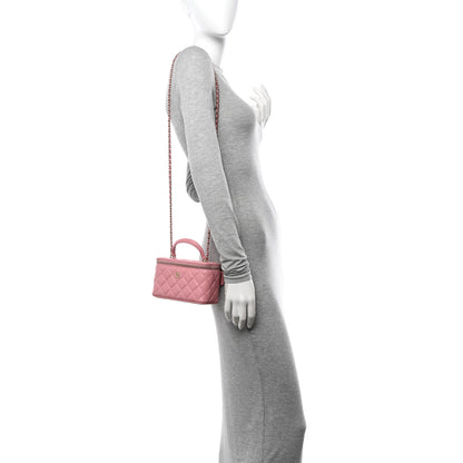 Chanel Lambskin Quilted Small Top Handle Vanity Case With Chain Dark Pink 2 of 11