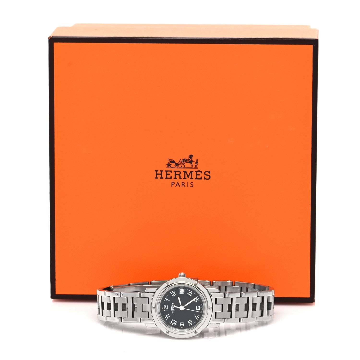 Hermes Stainless Steel 24mm Clipper Quartz Watch Black 5 of 5