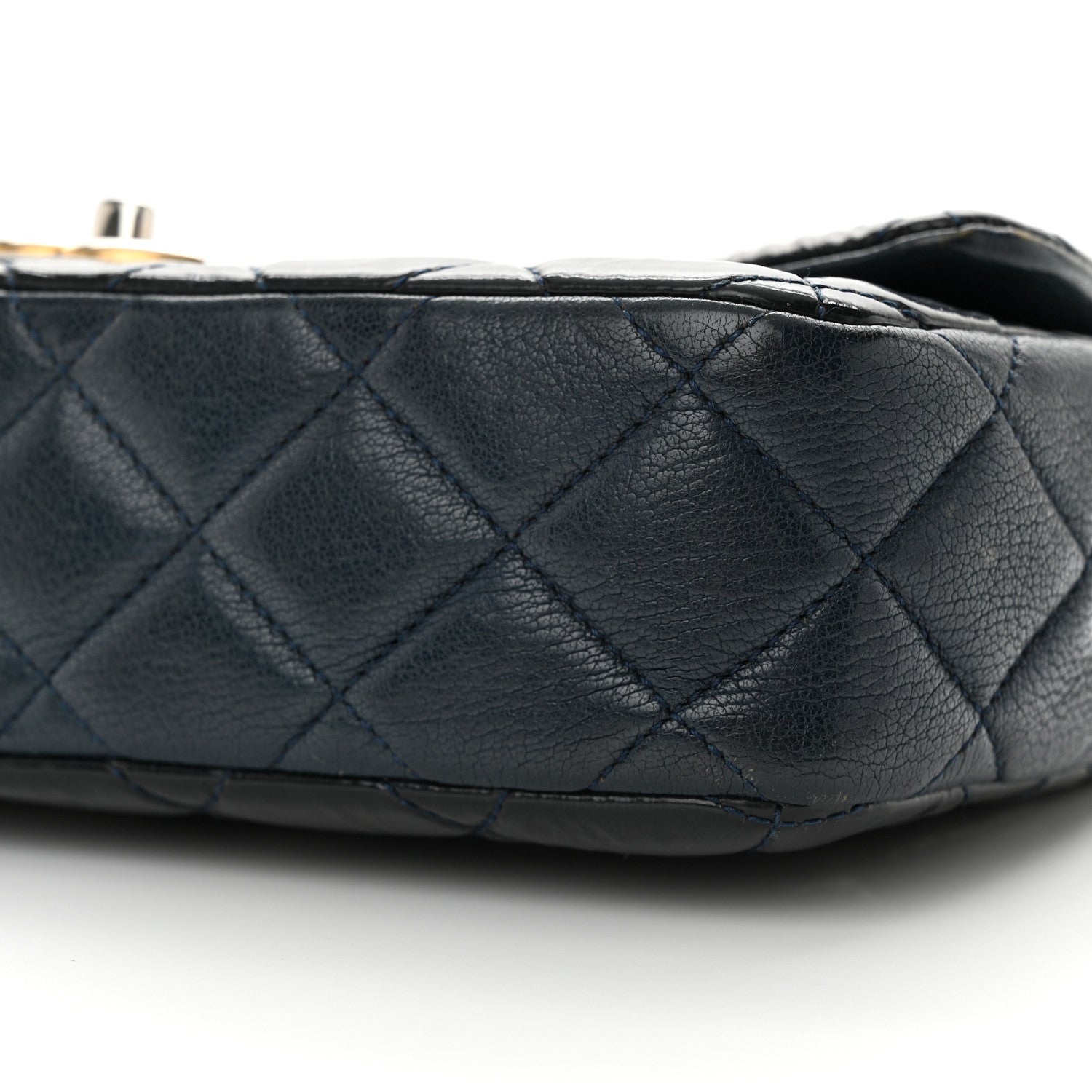 Chanel Patent Goatskin Quilted Medium CC Eyelet Flap Blue 10 of 12