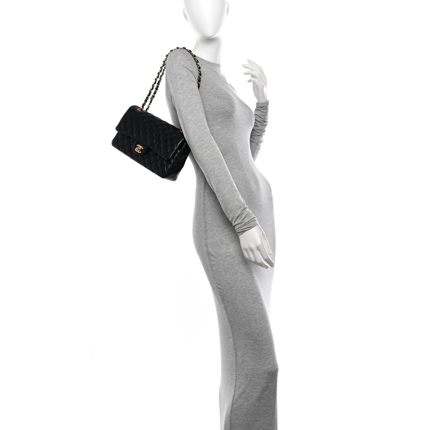 Lambskin Quilted Medium Double Flap Black