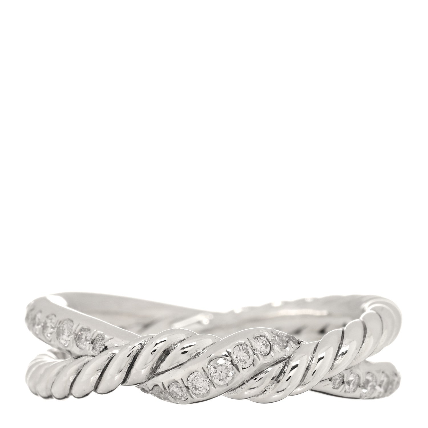 David Yurman Sterling Silver Diamond Continuance Band Ring 54 7 1 of 4