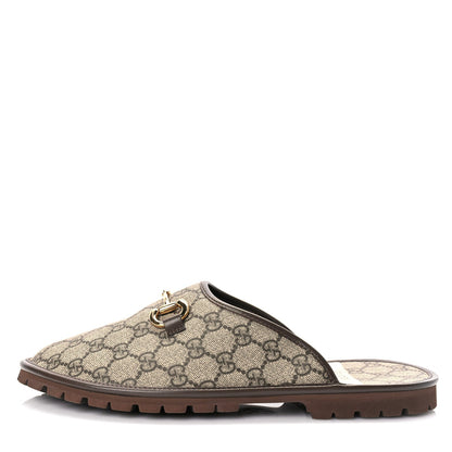 Gucci GG Supreme Monogram Granada Kid Mens Horsebit Lug Sole Mules 9.5 Beige Ebony New Acero 1 of 8