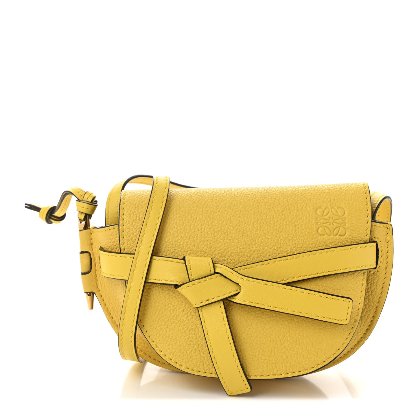 Grained Calfskin Small Gate Crossbody Bag Yellow