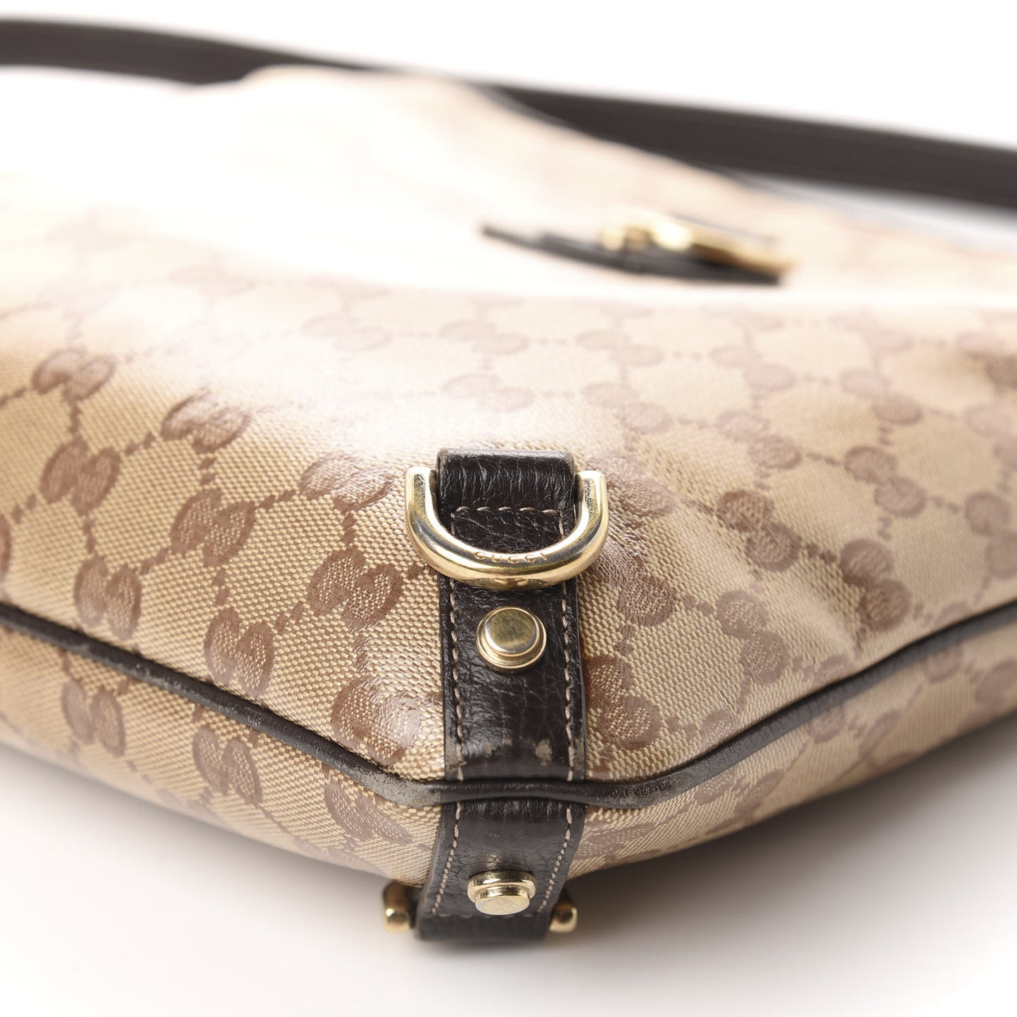 Crystal Monogram Abbey Messenger Bag Beige Dark Brown