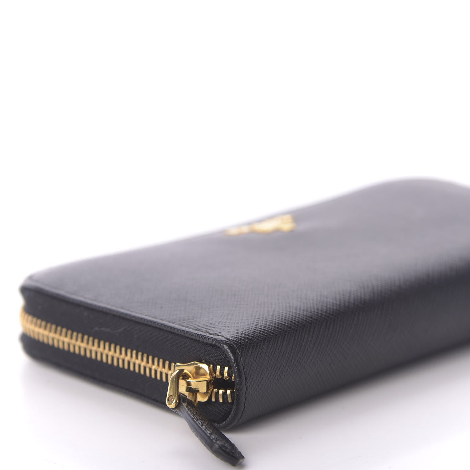 Prada Saffiano Metal Zip Around Wallet Black 6 of 9