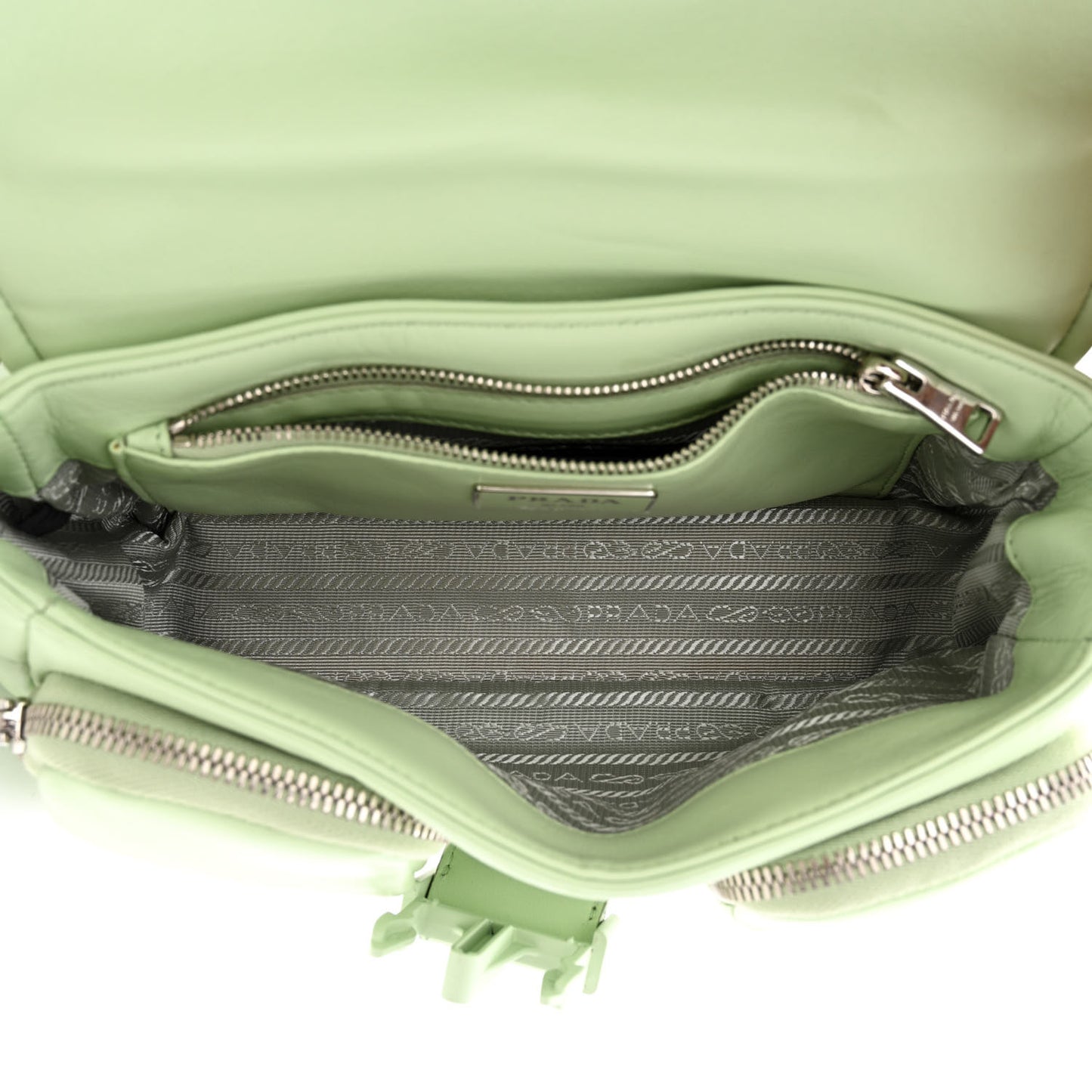 Nappa Re-Nylon Double Pocket Buckle Shoulder Bag Acqua