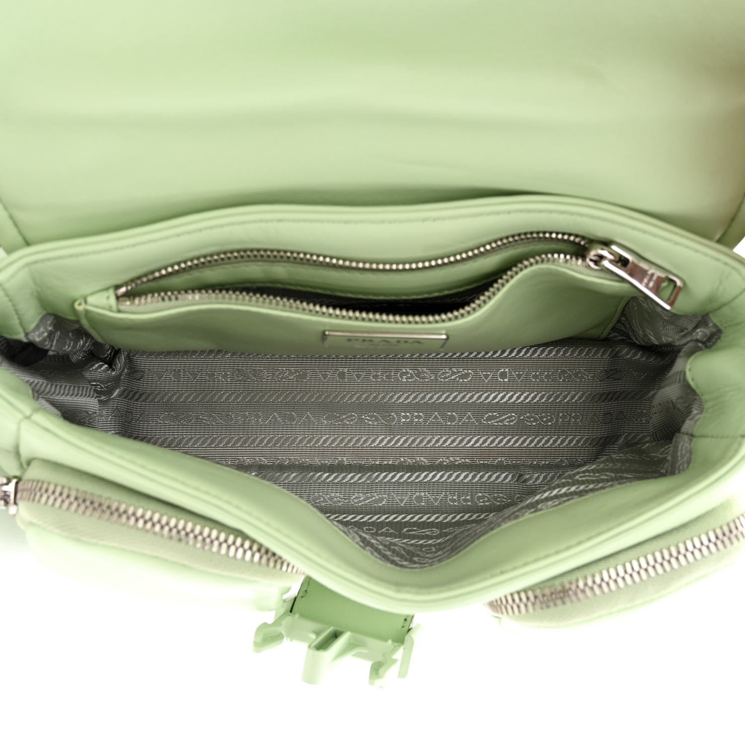 Prada Nappa Re-Nylon Double Pocket Buckle Shoulder Bag Acqua 5 of 12