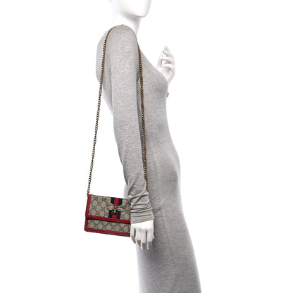 Gucci GG Supreme Monogram Web Queen Margaret Chain Wallet Red 2 of 11