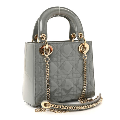 Christian Dior Patent Cannage Mini Lady Dior Grey Stone 3 of 9