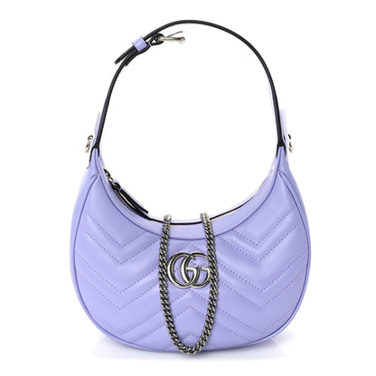 Gucci Calfskin Matelasse Mini GG Marmont Half Moon Hobo  Lapis 1 of 8