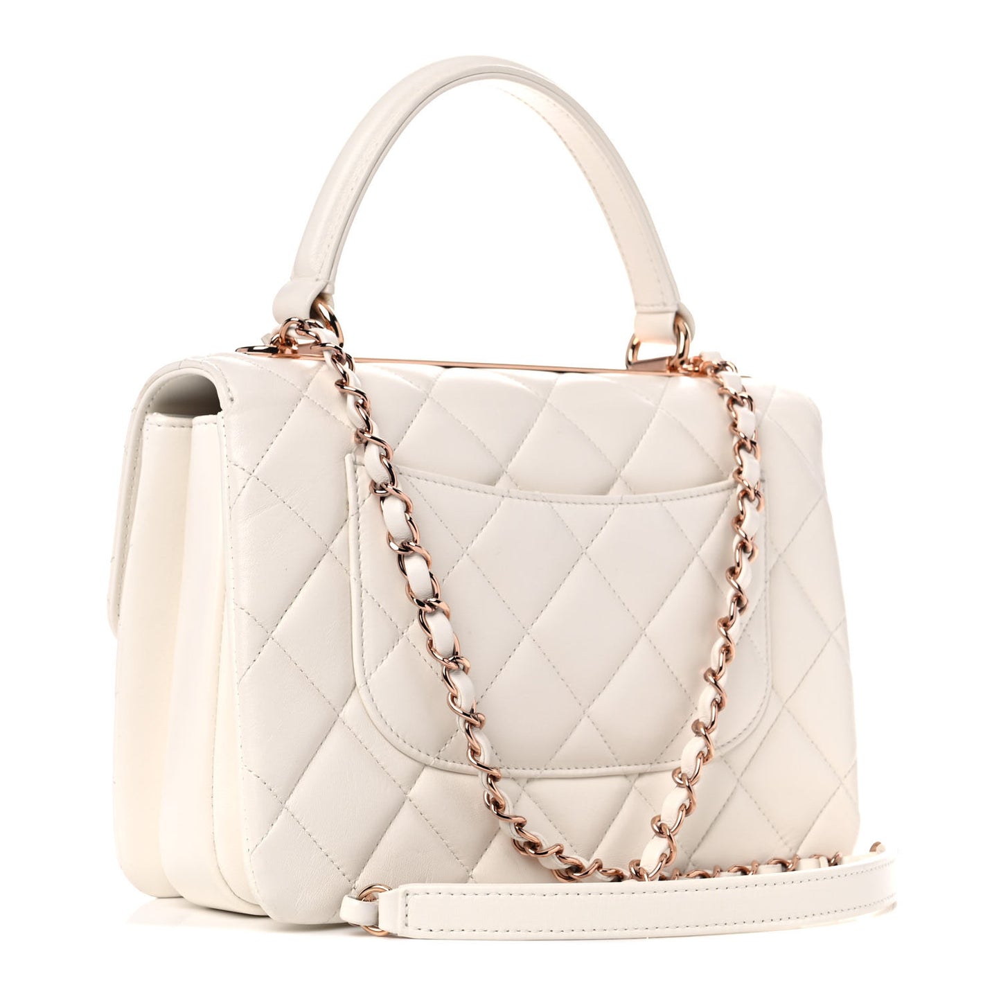 Lambskin Quilted Small Trendy CC Dual Handle Flap Bag White