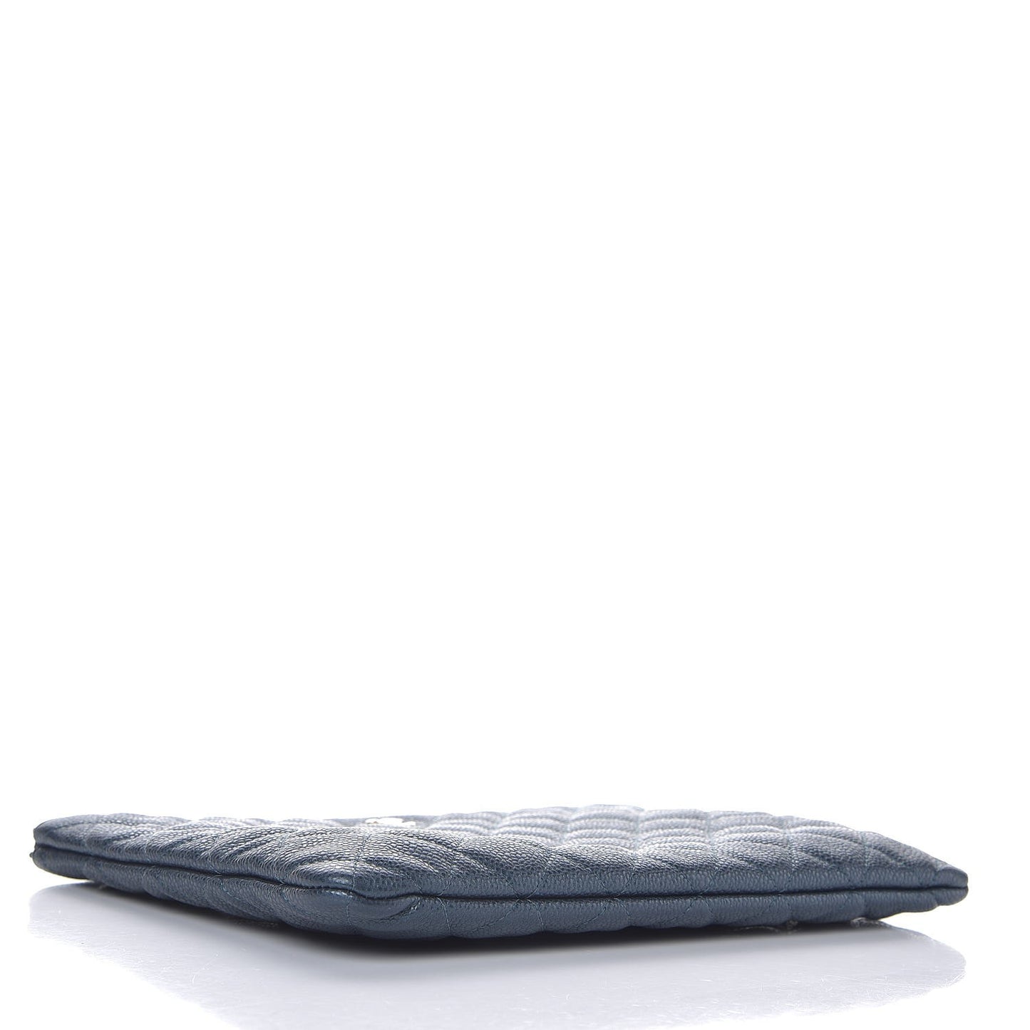 Iridescent Caviar Quilted Medium Cosmetic Case Dark Blue