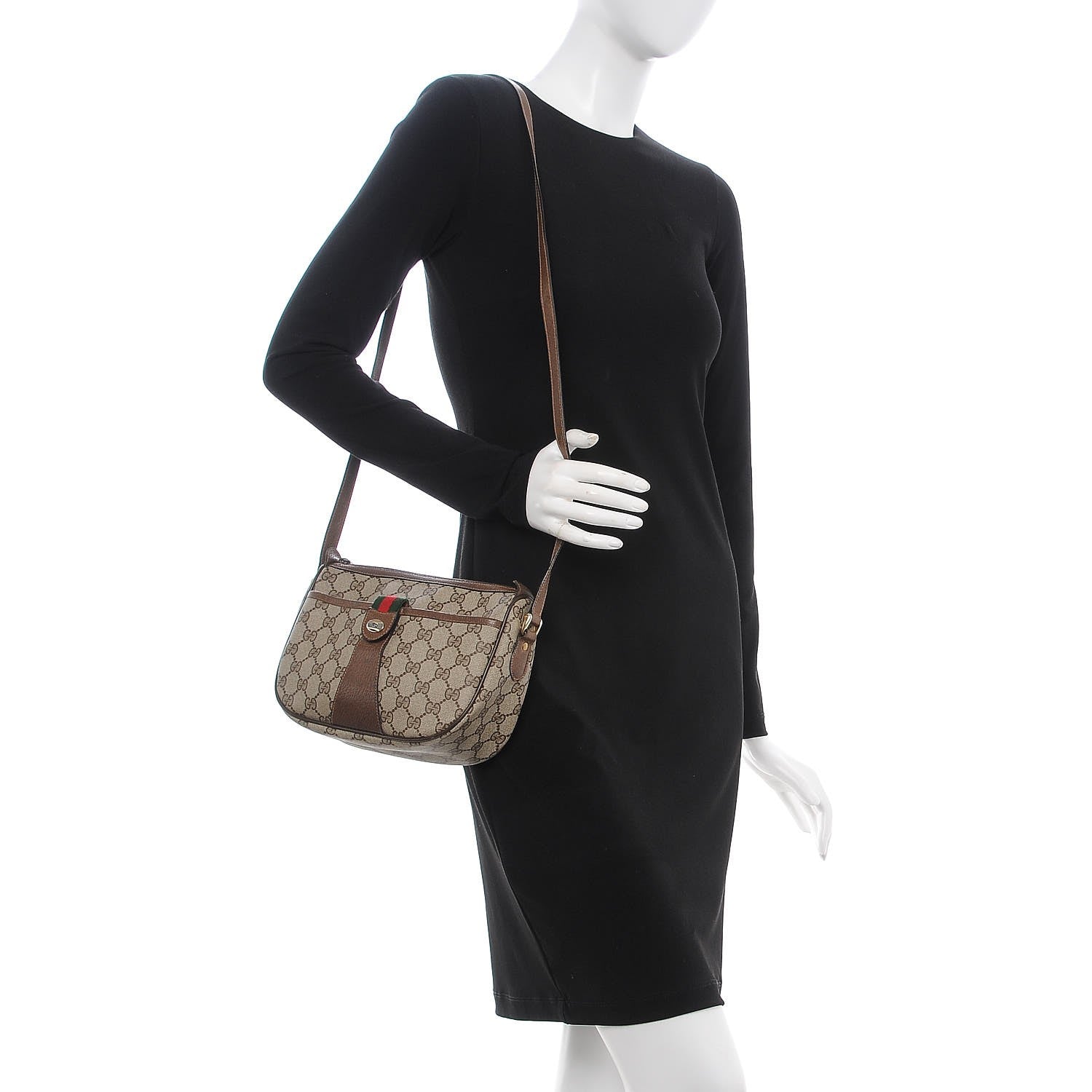 Gucci GG Plus Monogram Web Shoulder Bag Brown 2 of 7