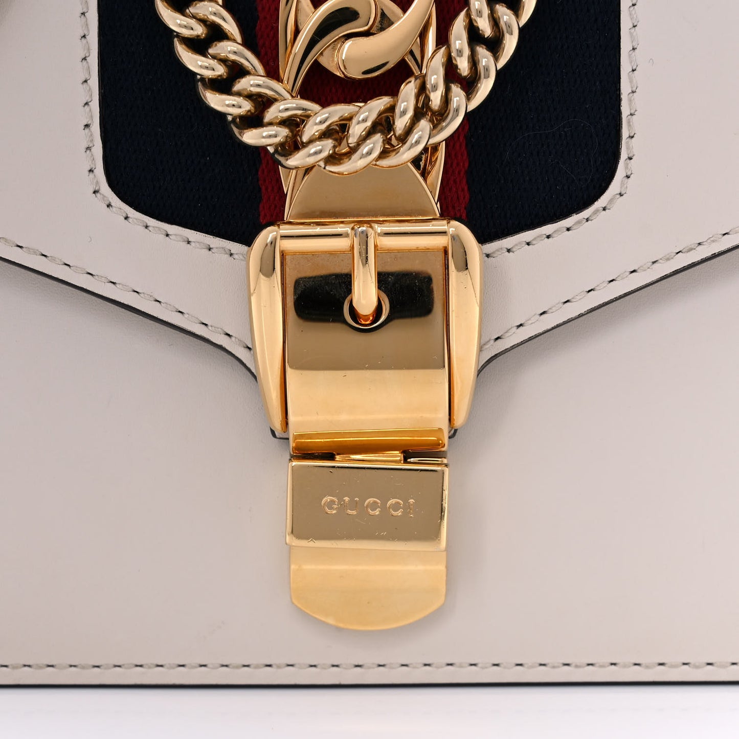 Calfskin Mini Sylvie Chain Shoulder Bag White
