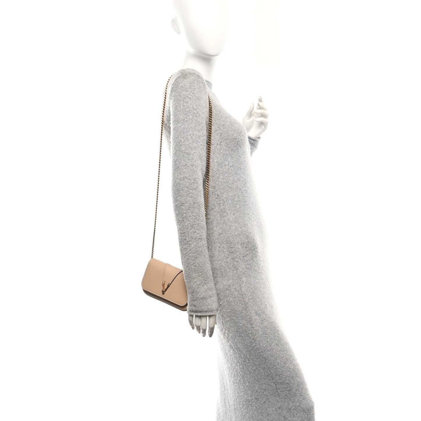 Grained Calfskin Virtus Mini Chain Bag Beige