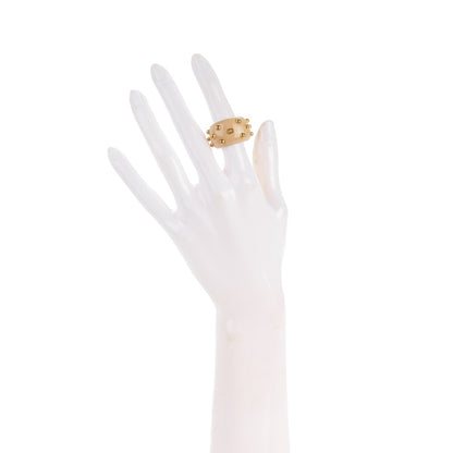 Chanel Resin Studded CC Ring Dark Beige 6.5 2 of 3