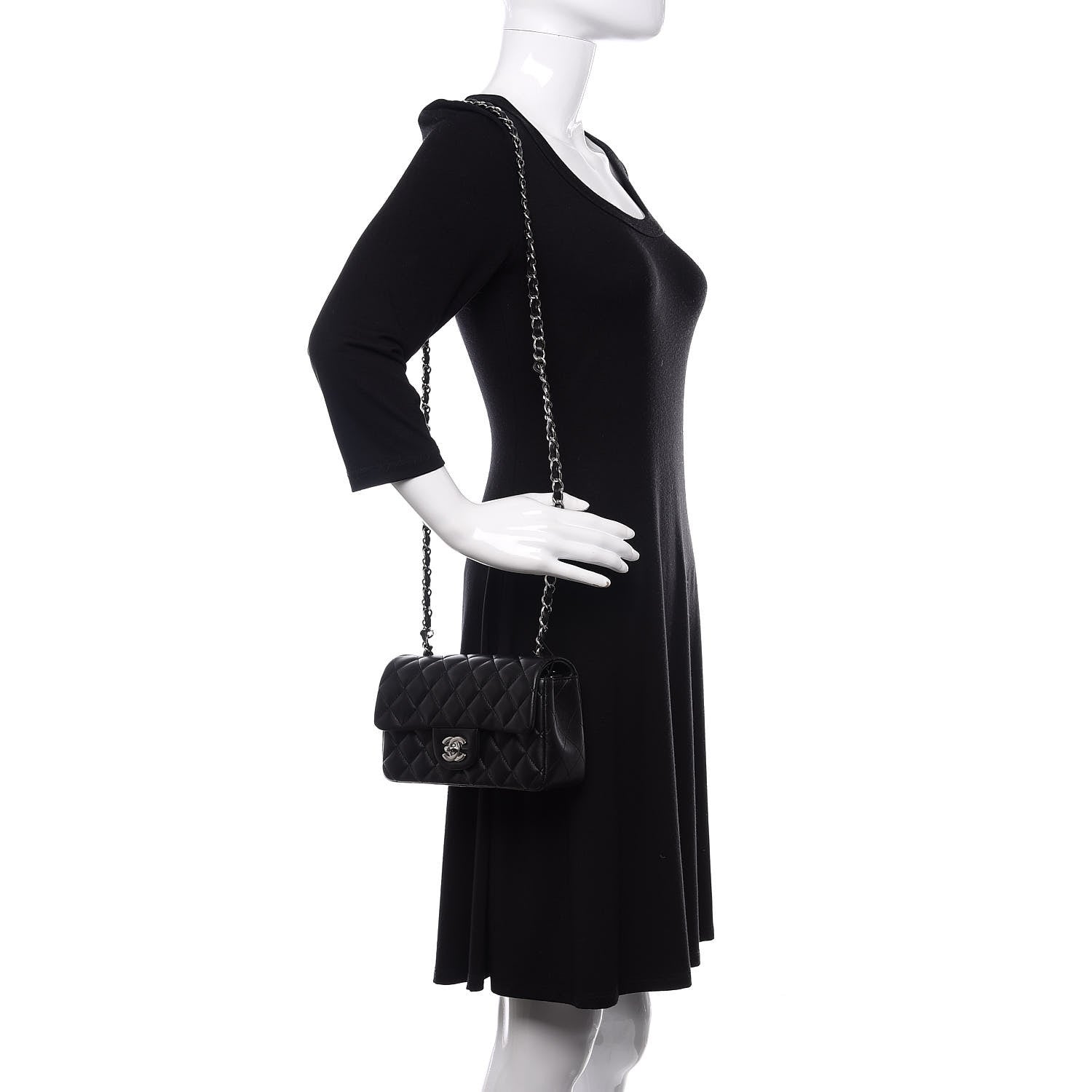 Chanel Lambskin Quilted Mini Rectangular Flap Black 2 of 9