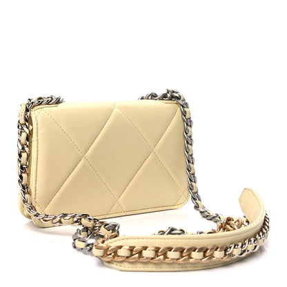 Chanel Lambskin Quilted  19 Wallet On Chain WOC  Yellow 2 of 9