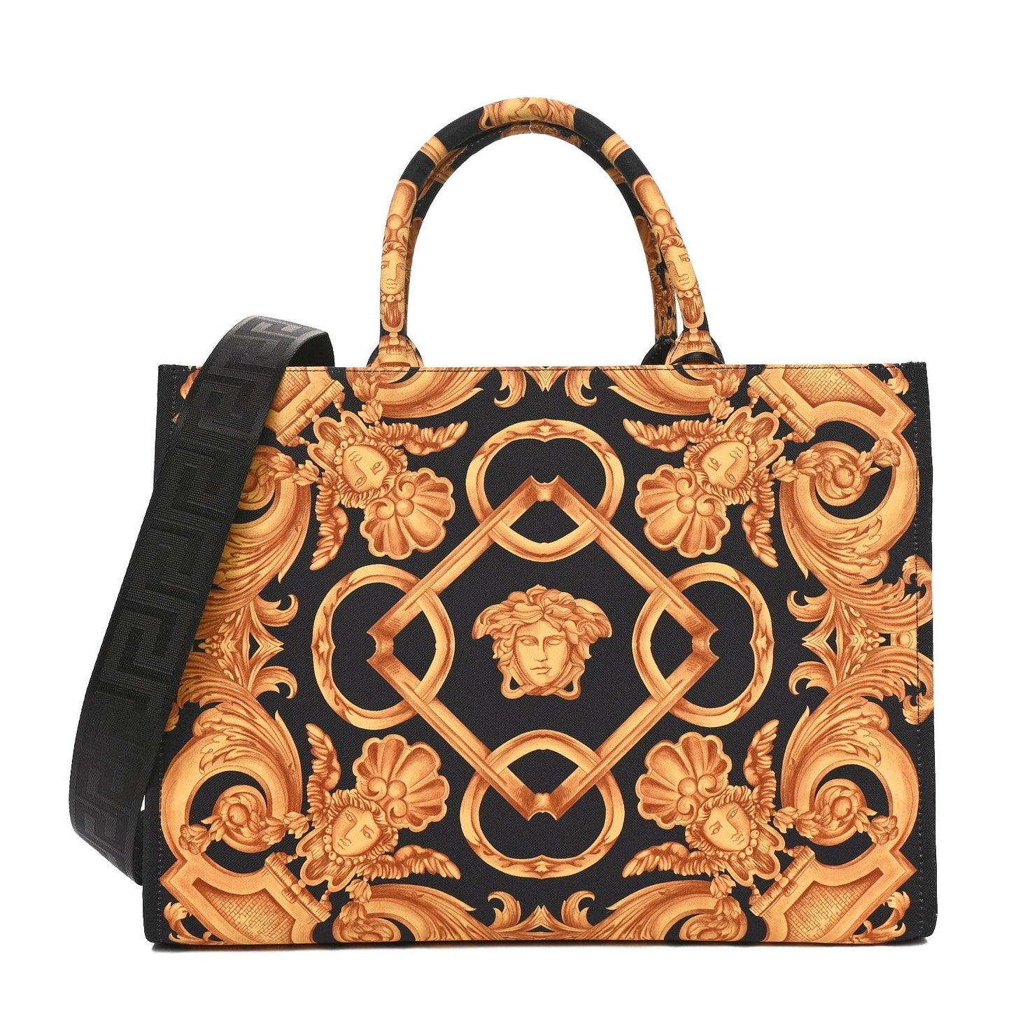 Canvas Baroque Print Medusa Large Tote Black