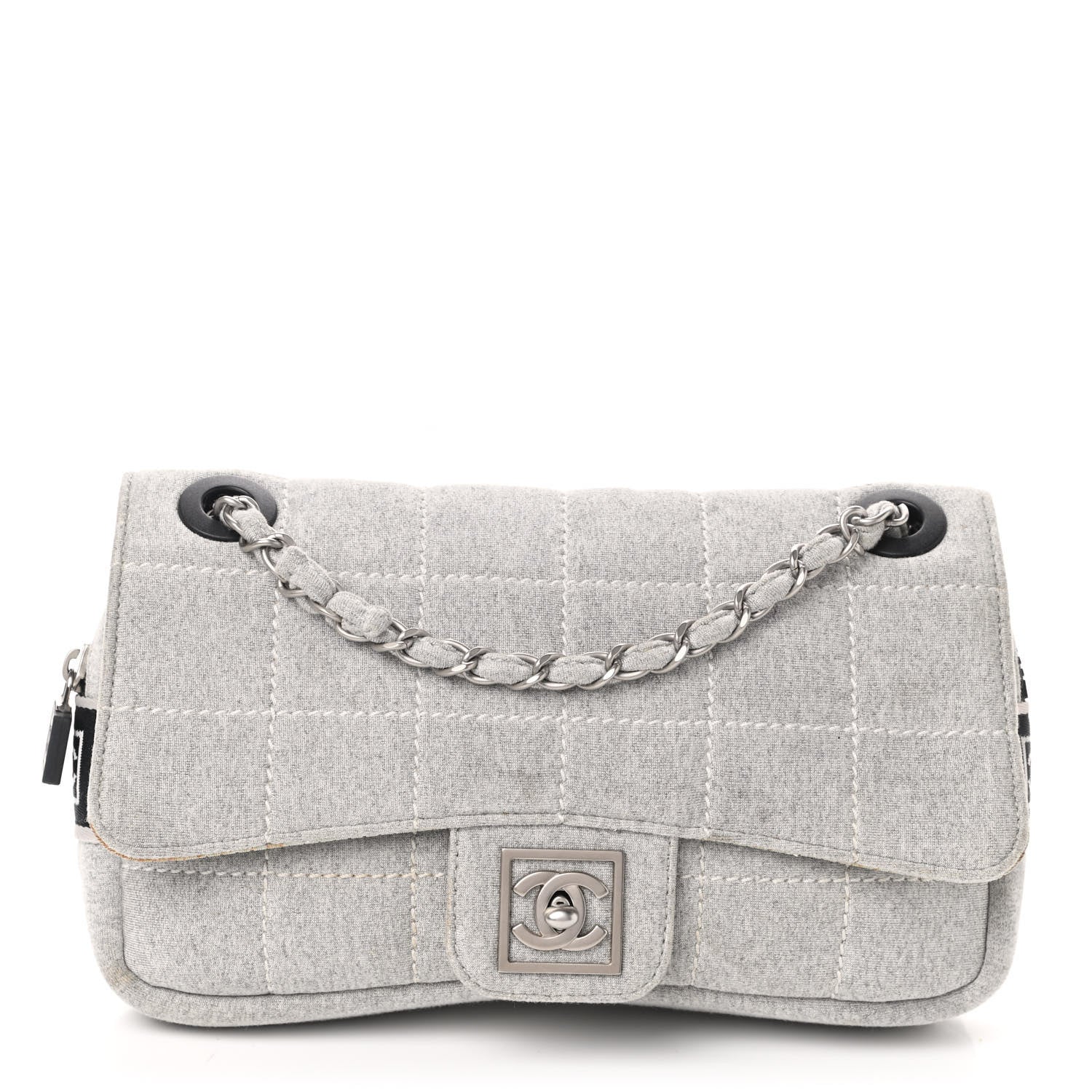 Chanel Jersey Quilted Rectangular Flap Light Grey 1 of 9