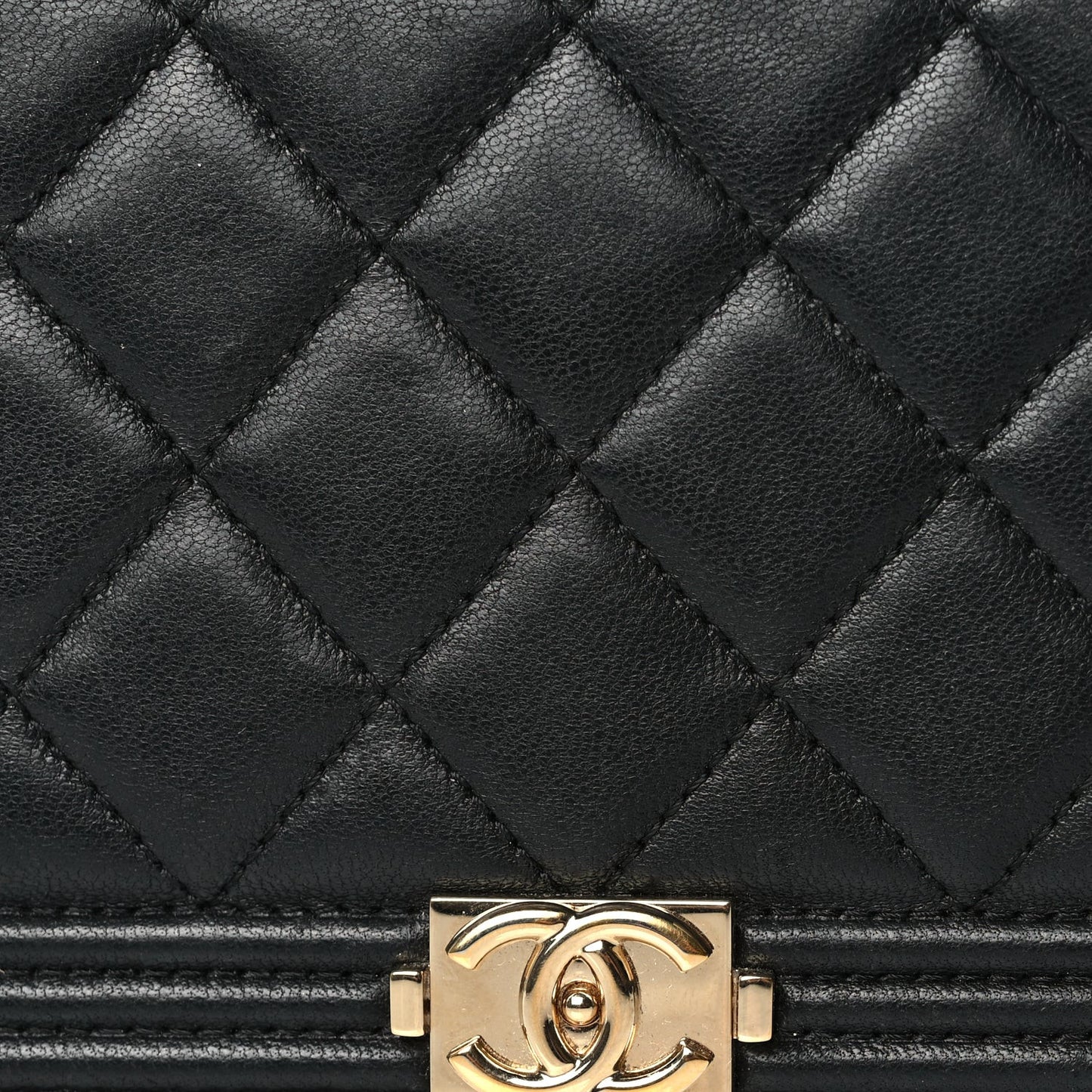 Lambskin Quilted Boy Yen Wallet Black