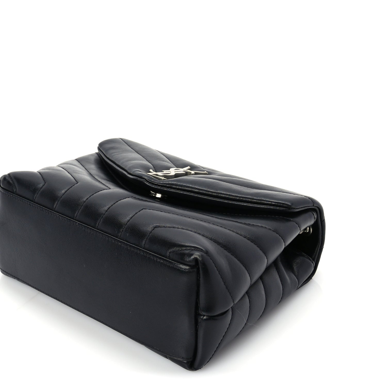 Saint Laurent Calfskin Y Quilted Monogram Small Loulou Chain Satchel Black 8 of 8