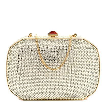 Judith Leiber Swarovski Crystal Minaudiere Clutch Gold Silver 3 of 11