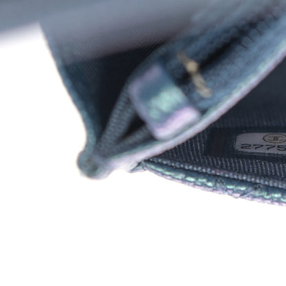 Chanel Iridescent Caviar Quilted Wallet On Chain WOC Dark Blue 7 of 9